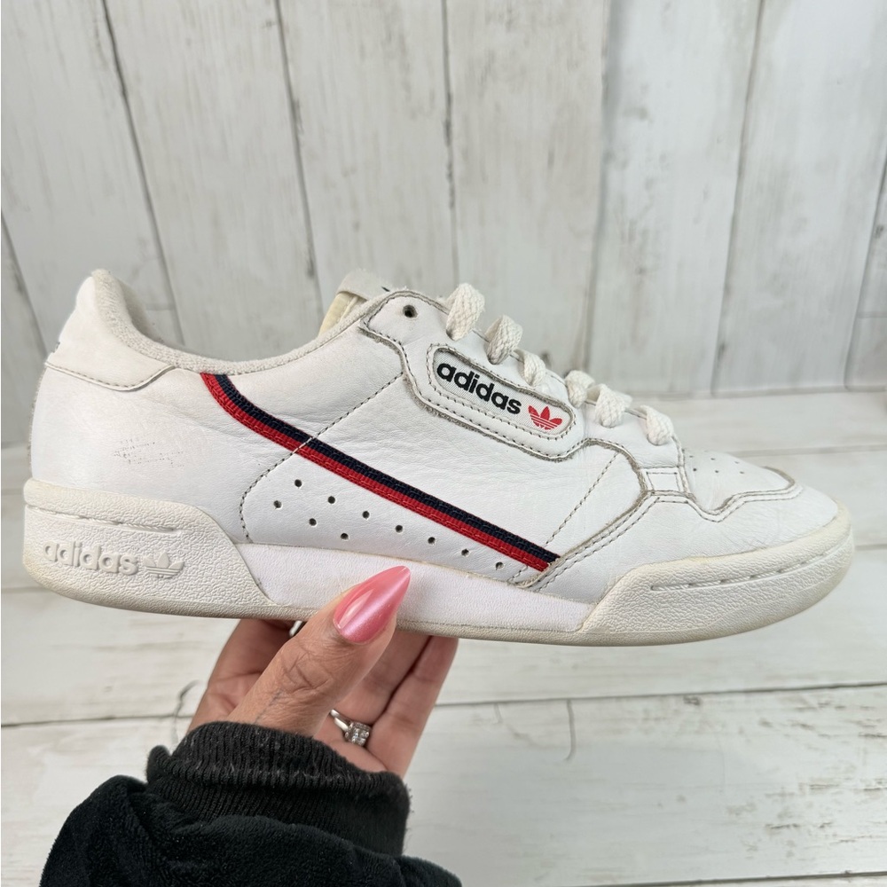 Men's ADIDAS 'Continental 80' Sz 6.5 US White  Runners with blue and red